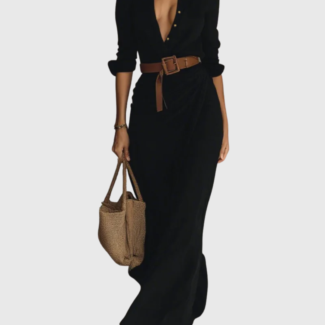 מלאי | שמלות מקסי עם שרוולים ארוכים ומותן צמודה